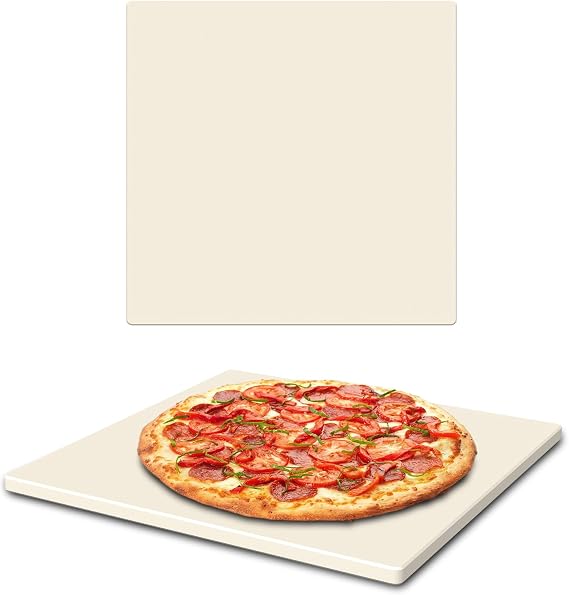 Pizza Stone - Baking Stone for 12" Outdoor Pizza Oven, Grill, Barbecue Square 12" Pizza Stone 12.4" x 12.6" x 0.6" Baking Pan