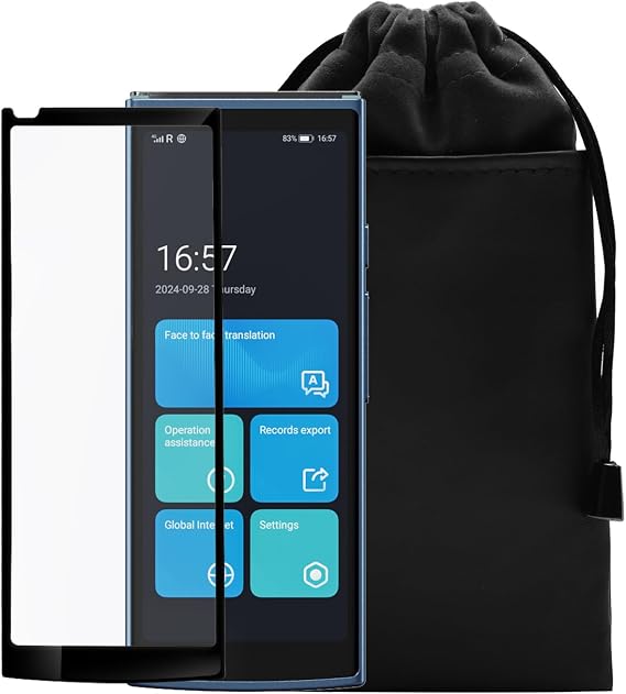 iFLYTEK Language Translator Device Blue,Screen Protector,and Velvet Bag 60 Languages, Real-Time Split-Screen, 18 Offline Packs, Blue