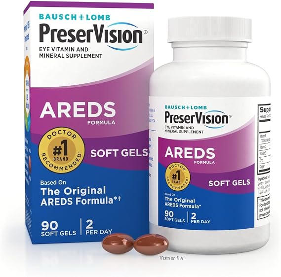 PreserVision AREDS Eye Vitamins Zinc & Vitamin C Supplement 90 Softgels