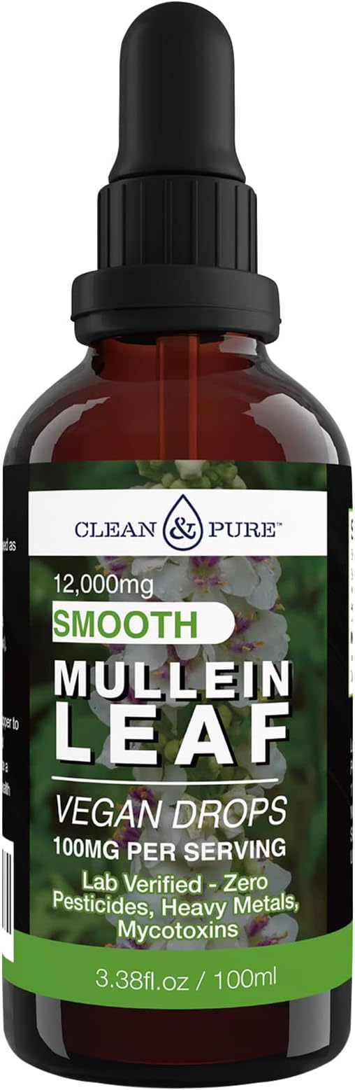 Clean & Pure Mullein Leaf Extract Liquid Drops 100ml | Lab Tested for Mycotoxins & Heavy Metals