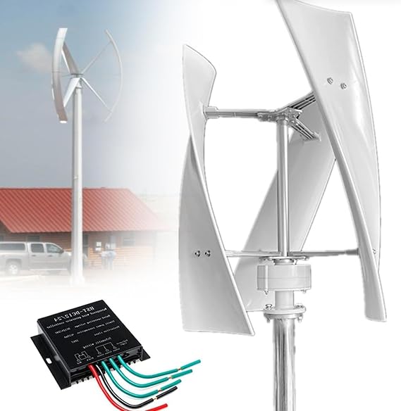 Wind Turbine Vertical Axis Wind Turbine Portable Vertical Wind Power Turbine Generator Kit 3 Blades 3kw/8kw 12V 24V 48V Noiseless Energy Wind Generator with MPPT Controller,3000W-12V