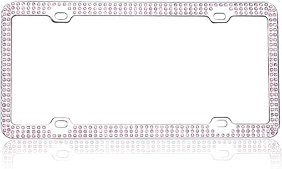 Valor LPF2CC003PNK License Plate Frame with Crystals