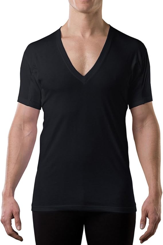 Men's Cotton Sweatproof Undershirt, Odor & Sweat Blocking, Deep V-Neck