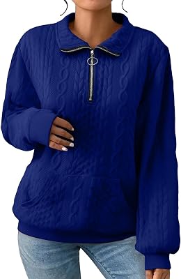 Quarter Zip Up Hoodie for Women Long Sleeve Sweatshirts Casual Fashion