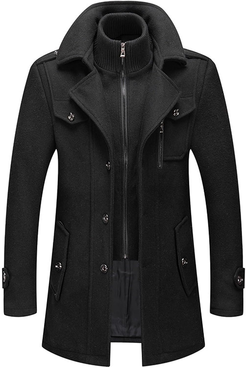 Generisch Outdoor Jacken Für Herren Herrenmode Jacken Wärme Jacken Herren Herren Winter Jacken Aus Wolle Mit Revers Lässiger Einfarbiger Kaschmirmantel