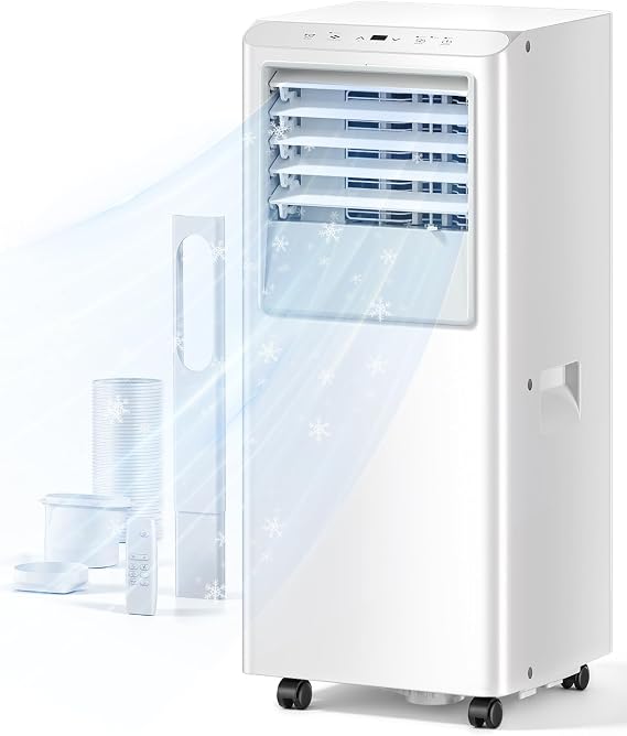 Feelfunn 10,000 BTU Portable Air Conditioner - Cools Up to 450 Sq. Ft., 5-in-1 Portable AC Unit for Rooms with Remote Control, Sleep Mode, 24H Timer, Air Conditioner for Bedroom, Dorm, Apartment