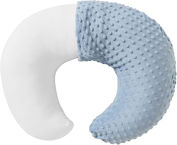 Nursing Pillow and Positioner with Cover for Breastfeeding | and Bottle Feeding, Propping Baby, Tummy Time, Baby Sitting Support, Awake-Time Support (Blue, 22" x 17.7" x 5.9")