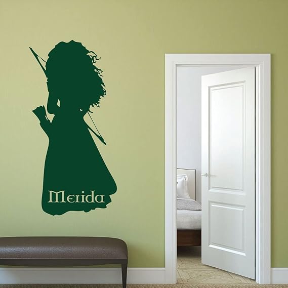 Brave Princess Merida Personalized Name Decal | Vinyl Movie Room Wall Decor | Stickers for Girls Bedroom, Playroom, Nursery or Dorm | Large and Small Custom Sizes and Colors Match the Theme of any Living Space