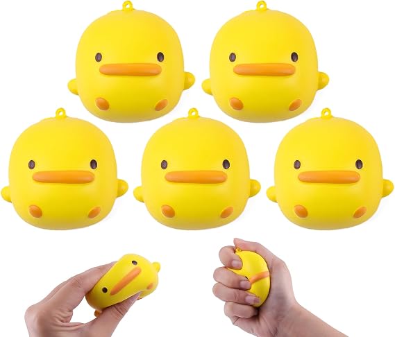 Anboor 5 Pcs Duck Squishies Toys for Kids Slow Rising Animals Foam Animal Stress Squishes Cute Squeeze Toy