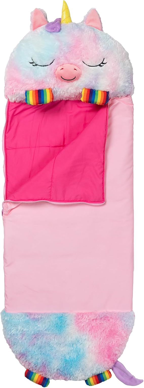 Happy Nappers 2-in-1 Pillow & Sleepy Sack Rainbow Unicorn 66x30 Large | Cozy 66 x 30 in Sleepy Sack for Kids Age 3+, Machine Washable Ultra Soft Microfiber for Playtime, Camping or Sleepovers
