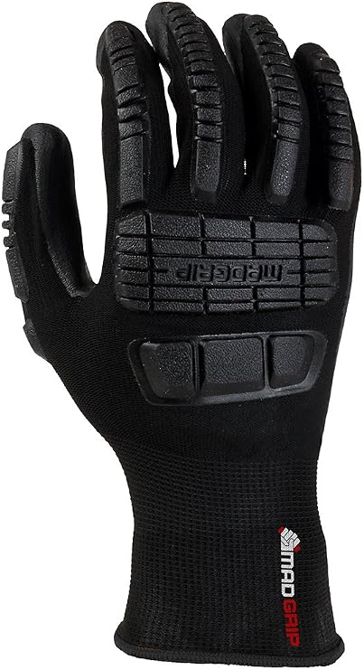 Mad Grip EIPBLKRL Ergo Impact Pu Palm Glove, Black, Large