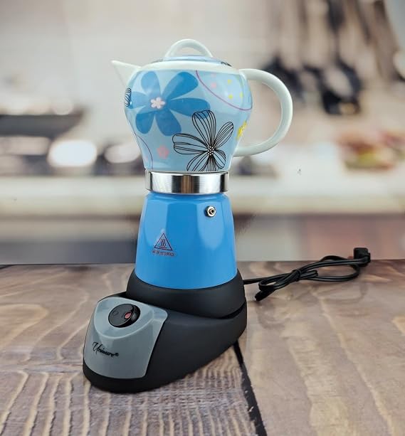 UNIWARE 6 Cup Professional Electric Espresso/Moka Coffee Maker (Blue)