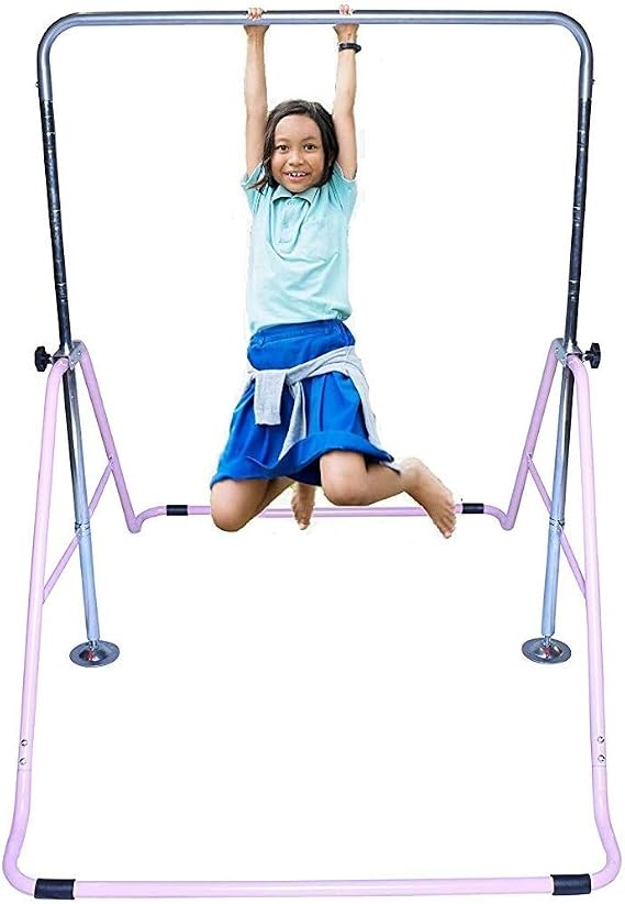 Expandable Gymnastics Bar Horizontal Kip Bar Junior Training Adjustable Height Jungle Gym Children Folding Training Monkey Bars Child Gym Climbing Tower Playground Balance Bar Gymnasts