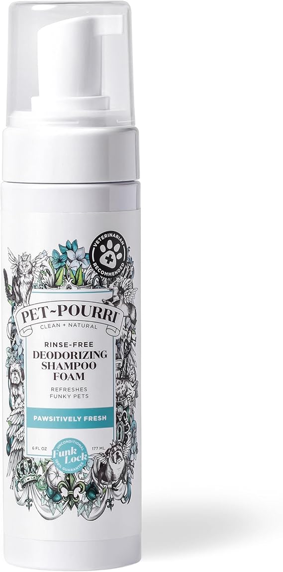 Poo-Pourri Rinse-Free Deodorizing Dry Shampoo for Dogs & Cats Moisturizing Skin & Coat Soothing Formula - Plant Based Ingredients Pineapple, Jasmine & Pear No Rinse Foam Shampoo for Pet Odor