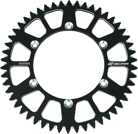 SCAR Aluminum Alloy Rear Sprocket Compatible with Kawasaki KX KXF KLX 125 250 450 KX250 KX450 94-26, Black - 49 Tooth