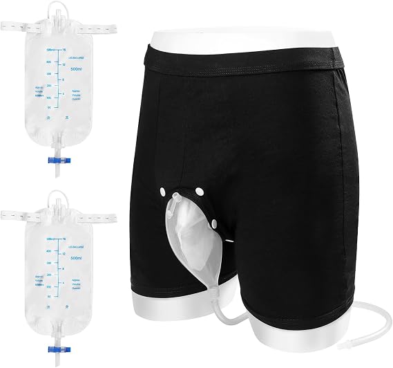 Wearable Urine Bag Male Urinal Bag Incontinence Pants for Men, Reusable Portable Male Collection Bags Urinal System with Collection Bag Portable Leak Proof Leg Pee for Elder (S)