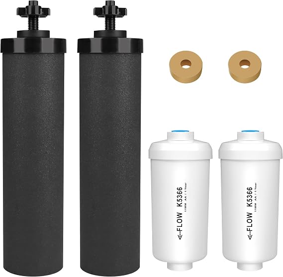 Water Filter Replacement for Berkey, 2 Black Carbon Filters and 2 Fluoride Filters Compatible with Berkey Gravity Water Filter System