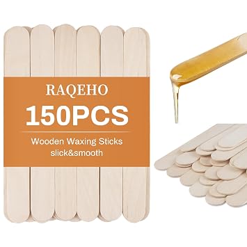 Wooden Wax Sticks for Hair Removal - RAQEHO 150PCS Waxing Stick Spatula Applicator for Eyebrow Nose Face Legs Body Hair Removal Soft Hard Wax Beads Paint Stir Popsicle Crafts At Home Waxing Supplies