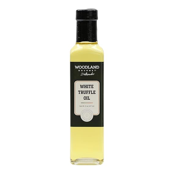 White Truffle Oil, 8 oz Premium Olive Oil Infused with White Truffle, Gourmet Finishing Oil, by Woodland Gourmet