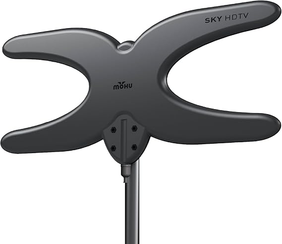Mohu Sky 60 TV Antenna Outdoor Amplified 75 Mile Range Durable Lightweight Mount Kit Included Roof or Attic 4K-Ready (MH-110958)