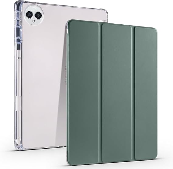 For Huawei Matepad Pro 12.2" (2024) Case .2inch Slim Lightweight Protective Smart Cover Shockproof with Clear Back Shell w/Pencil Holder, Auto Wake/Sleep(Dark green)