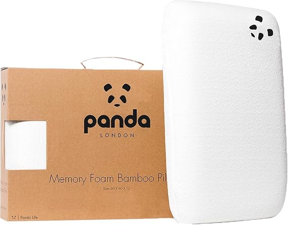 Panda® Bamboo Memory Foam Pillow | Orthopaedic Head, Neck & Spine Support | Medium-Firm Contouring Foam | Soft Bamboo Rayon Cover | 60 x 40 x 12 cm | Hypoallergenic