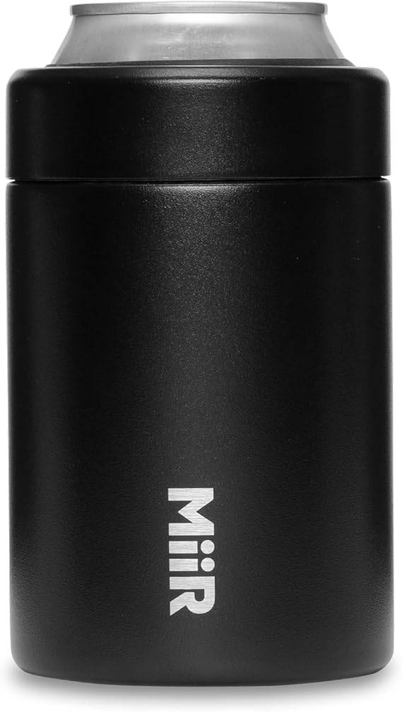 MiiR Can Chiller, No-Sweat Design Can Cooler with Rubber Gasket, Durable 18/8 Stainless Steel, Double-Wall Insulation, 12oz, Black