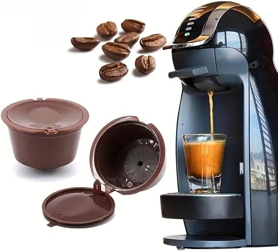 Dolce Gusto Uyumlu Tekrar Kullanılabilir Kahve Kapsülü, 3'lü Set, Kahverengi