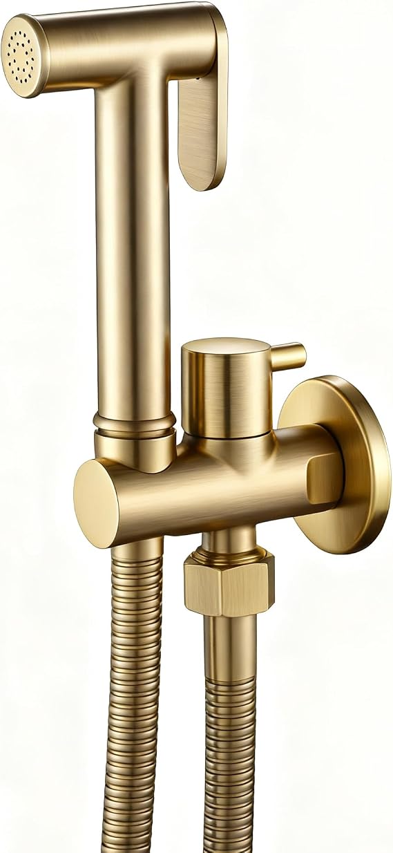 Gebürstetes Gold Bidet Handbrause Set für WC Bidet Armaturen WC Messing Wandmontiert Baby Cloth Diaper Sprayer mit 1.5m Duschschlauch für Personal Hygiene
