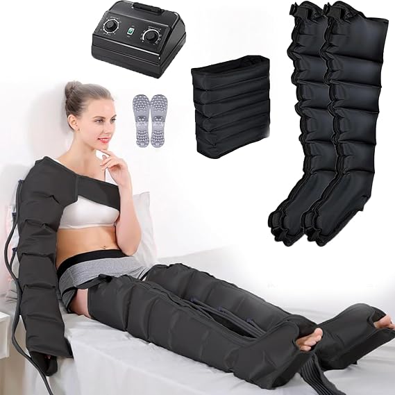 Electric Air Compression Massager Machine, Pneumatic Leg Massager Wave Device Pressotherapy Boots, Foot by Lymphatic Drainage, Waist Arm Leg Calf Massage Machine Relax Blood Circulation