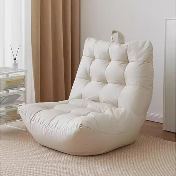 Fireside Chair Corner Bean Bag Chair Tatami Couch Floor Chair Lazy Sofa for Living Room Bedroom Salon Office(Beige,A)
