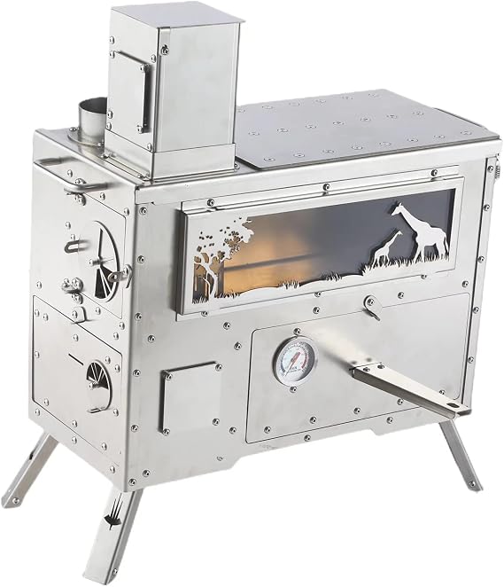 Wood Stove,Stainless Steel Hot Tent Wood Stove, Outdoor Cooking Stove Folding & Lightweight Wood Burning Stove for Picnic Hiking Backpacking BBQ