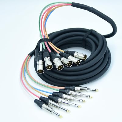 Arklove 20ft Pass Through TRS Snake Cables Audio Balanced Patch 14 to XLR Male Cable 6 Channel Connector Digital Splitter Microphones Stage & Studio Recording Equipment Profesional Cable