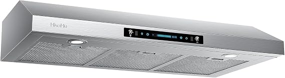 HisoHu 36 Inch Under Cabinet Range Hood, 1200 CFM Ducted Kitchen Vent Hood with 4 Speed Gesture Sensing & Touch Control, Stainless Steel Stove Exhaust Hood with 2 LED Lights