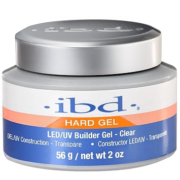 IBD Hard Gel LED/UV Builder Gel Clear, Nail Extension & Overlay Gels, Strong Acrylic Finish, Professional Quality, 2 oz, 1 Pack