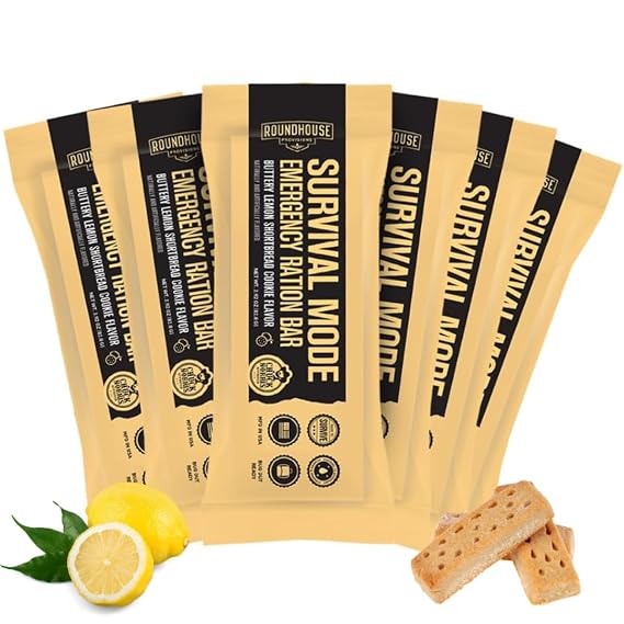 Roundhouse Provisions by Chuck Norris Emergency Survival Food Bars, High-Calorie Lemon Shortbread with 14 Vitamins & Minerals, 5-Year Shelf Life