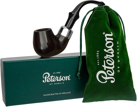 Peterson Pipes System Series: Handmade Irish Briar Wood Pipe Heritage (317) | Made In Ireland, Heritage Finish, Standard P-Lip, Bent Billiard, 3mm