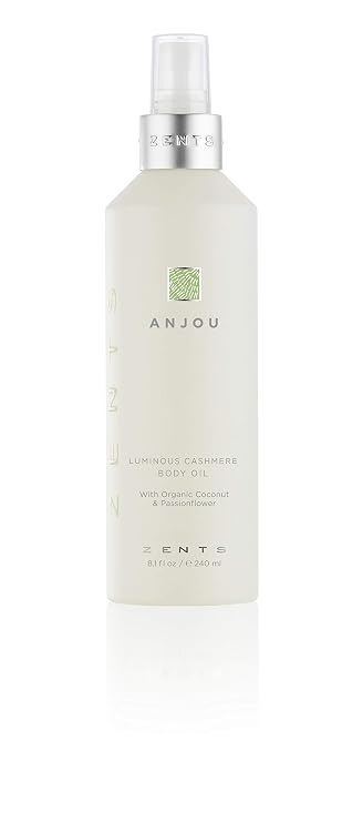 Zents Luminous Cashmere Body Oil (Anjou Fragrance) 8 fl oz | Moisturizing Body Oil with Vitamin E & Organic Coconut Oil, Softens & Smooths Skin