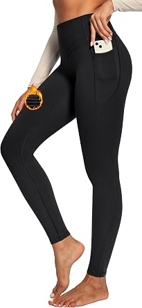 IUGA Compression Fleece Lined Leggings Women No Front Seam Thermal Leggings for Women Tummy Control High Waist Yoga Pants
