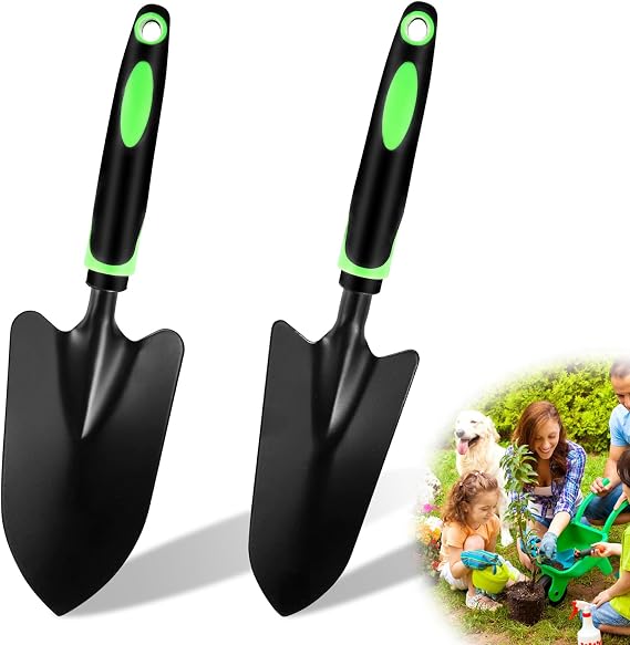 Garden Shovel Small Pack of 2 Carbon Steel Garden Shovel Mini Shovel Beach Shovel Garden Plant Shovel Flower Trowel Hand Shovel Garden for Planting Weeding Transplanting