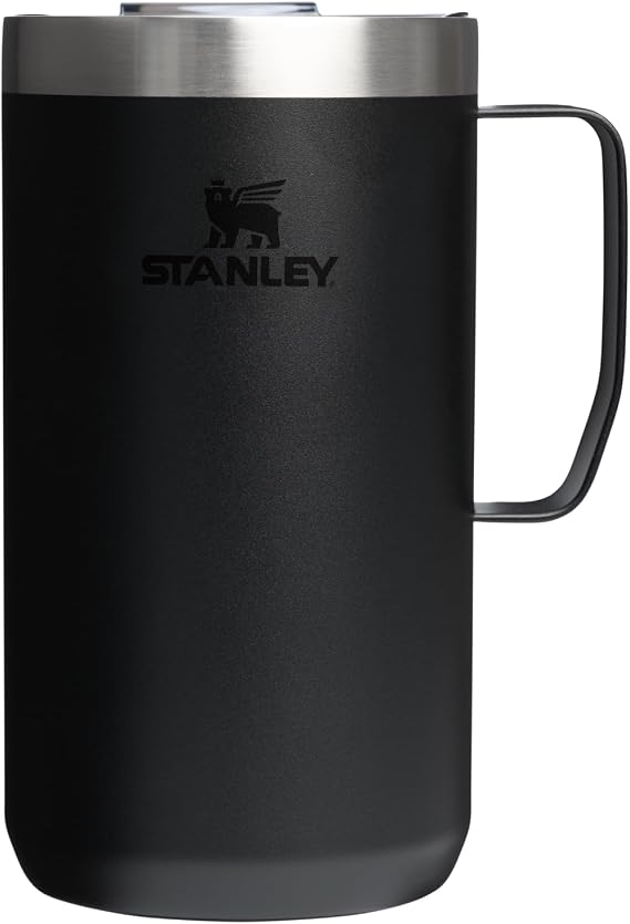STANLEY Everyday Camp Mug 24oz | Drink Through Lid | Cup for Coffee, Tea and Drinks | Insulated Stainless Steel Coffee Mug | BPA-Free | Black 2.0