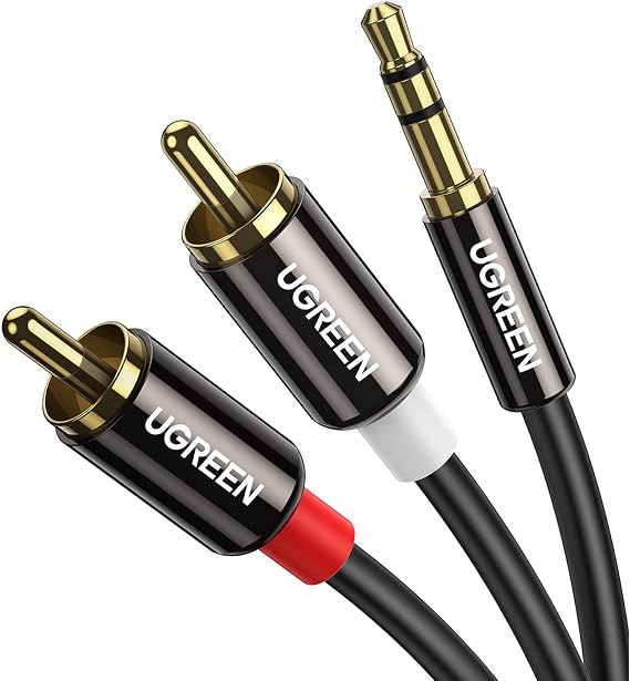 UGREEN 3.5mm to RCA Cable, 3.3FT 2RCA Male to Aux Audio Adapter, HiFi Sound