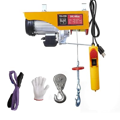 Electric Hoist 440 lbs Electric Winch, Wire Remote Control Power System 120V Electric Lift, Household Small Crane withith Emergency Stop Switch for Factories Warehouse Garage Lifting and Hoisting