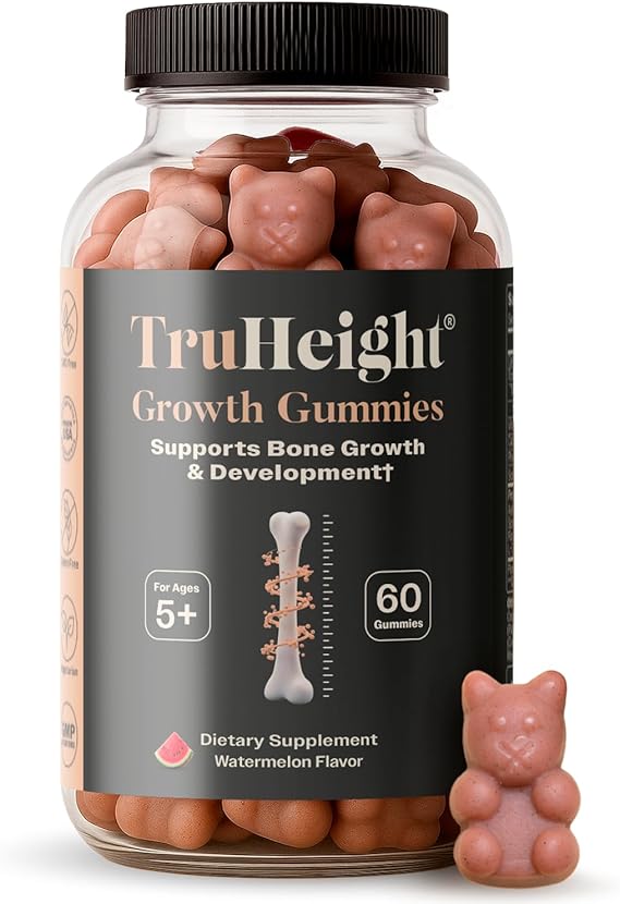 TruHeight Growth Gummies (Watermelon) Tall Nutrition for Natural Growth Supplement for Kids & Teens - Vitamin D, K, Calcium & Ashwagandha, Bone Strength Vitamins D3 K2, Picky Eater, Taller Ages 5+