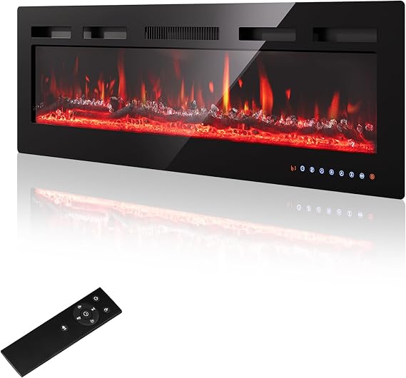 36"/92cm Electric Fireplace - Adjustable 12 Color Flame & Crackling Sound, 900W/1500W Fire Place with Precise 15-30°C Thermostat, Intuitive Touch Screen & Remote, Perfect for Media Walls