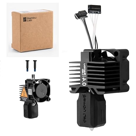 Bambu Lab P1P/P1S Hotend Complete Kit Full Assembly Hardened Steel Nozzle with Ceramic Heater, 0.4mm Nozzle, Cooling Fan & Heating Block | Bambu P1S Hotend Replacement for 3D Printing
