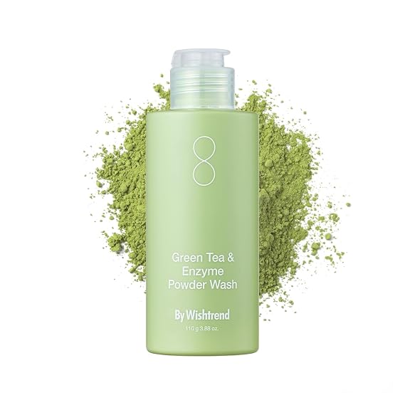 BY WISHTREND Green Tea Powder Wash - Korean Face Cleanser for Pore & Blackhead Care, Boseong Green Tea & Papain Enzyme, 0.00 Irritation for Sensitive Skin, 3.88 Oz