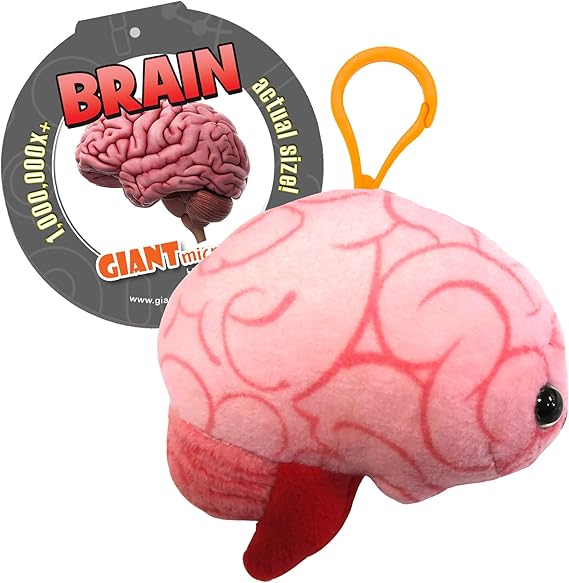 GIANT MICROBES Brain Plush Keychain, Gift for Med Student, Gifts for Neurologist, Brain Surgery Recovery, TBI Awareness, Neurology Gifts, Neuroscience Gift, Mental Health Awareness, Bag Charms