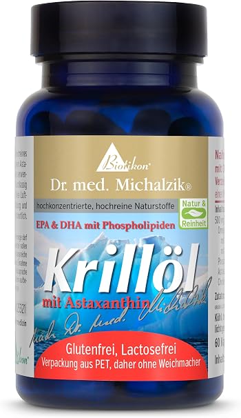 Krillöl nach Dr. med. Michalzik 100% reines Krillöl Euphasia Superba in Ölschutz-Hartkapseln - 120 mg Omega 3 je Kapsel - ohne Zusatzstoffe - von BIOTIKON®