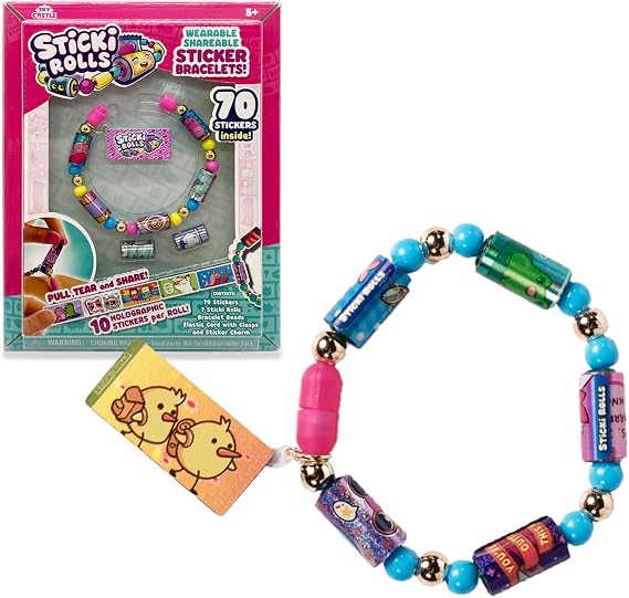 SKY CASTLE Stick Rolls Band Single Pack, Sticker Bracelets, Kawaii Themed Rolls, 50 Stickers per Bracelet, 2 Extra Replaceable Wheels, Famosa (TCR01000)